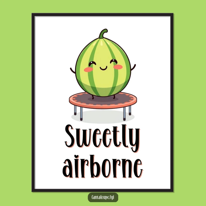 Funny Cantaloupe Trampoline Poster: Comical Wall Art for Cheerful Spaces