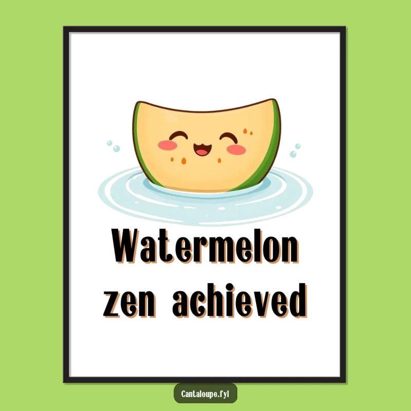 Funny Giggling Melon Poster - Bobbing Cantaloupe Slice, Refreshing Wall Art Gift