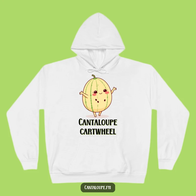 Cozy Funny Cantaloupe Cartwheel Hoodie: Warm Fruit Style, Humorous Gift!