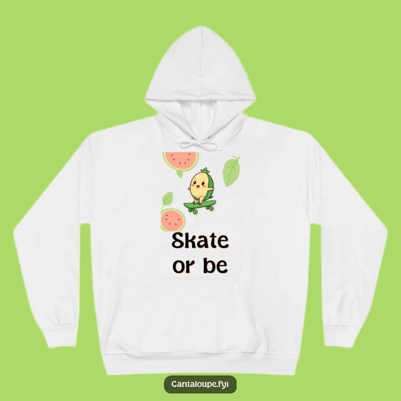 Cozy Funny Melon Skater Hoodie: Cantaloupe's Watermelon Ride, Warm & Cool Gift!