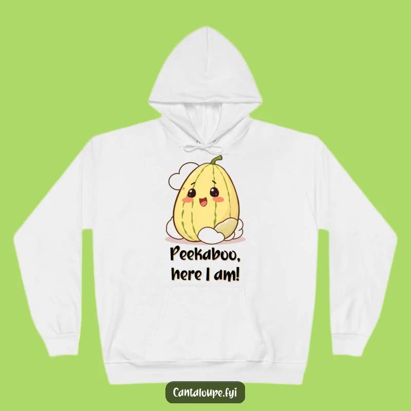Funny Cantaloupe Hoodie: Cozy Peeking Melon, Excited Character, Perfect Funny Gift!
