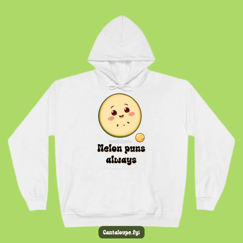 Funny Fruit Fanatic Hoodie - Smiling Cantaloupe Slice, Cozy Comfort with Fruity Charm