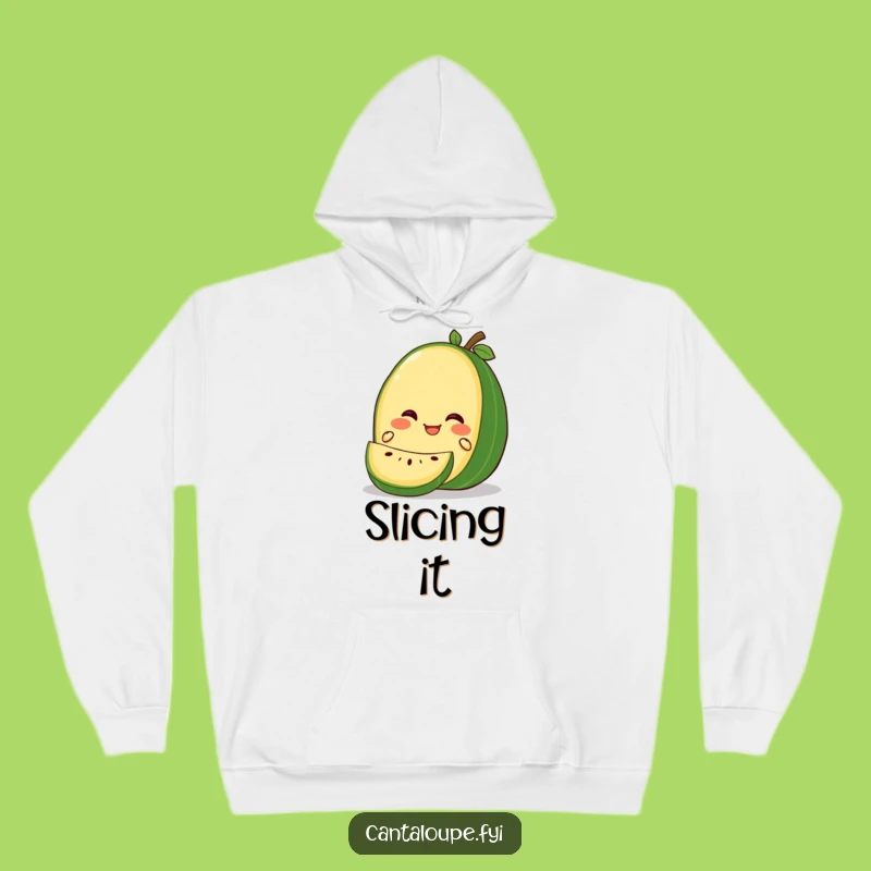 Funny Gleeful Cantaloupe Slice Hoodie: Cozy Melon Character, Gentle Slice Comfort, Gift