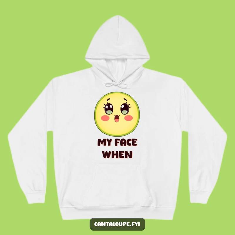 Cozy Funny Surprised Cantaloupe Hoodie: Stay Warm with This Hilarious Fruit Character