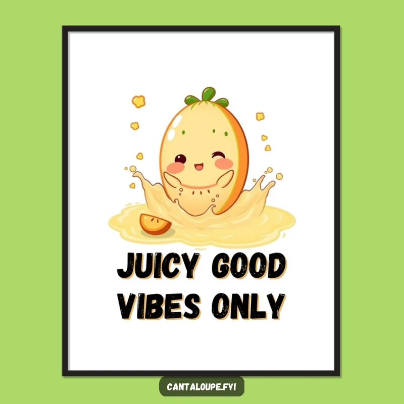 Free Printable Wall Art: Cantaloupe Juice Splash Funny Character Quirky Downloadable Decor