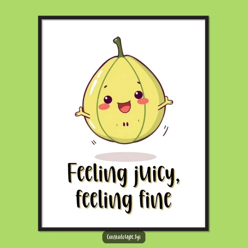 Free Printable Wall Art: Funny Cantaloupe Slice Spinning Joyful Decor Downloadable