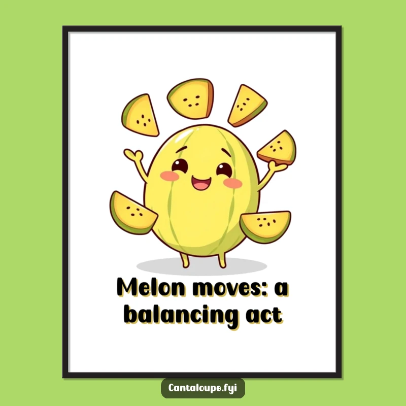 Free Printable Wall Art: Juggling Cantaloupe, Funny Fruit Art, Quirky Decor