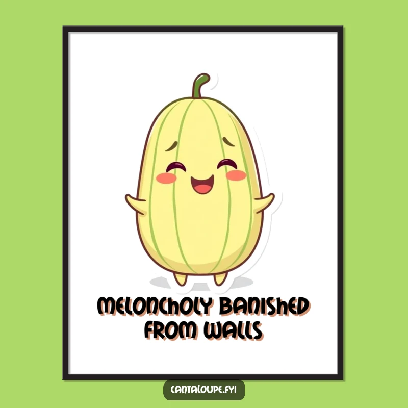 Funny Downloadable Wall Art: Wiggling Melon, Joyful Cantaloupe, Free Printable Decor