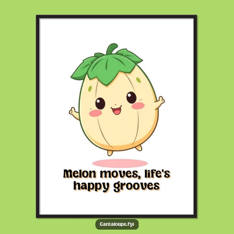 Funny Free Printable Wall Art: Bouncing Cantaloupe Character, Downloadable Fruity Decor!