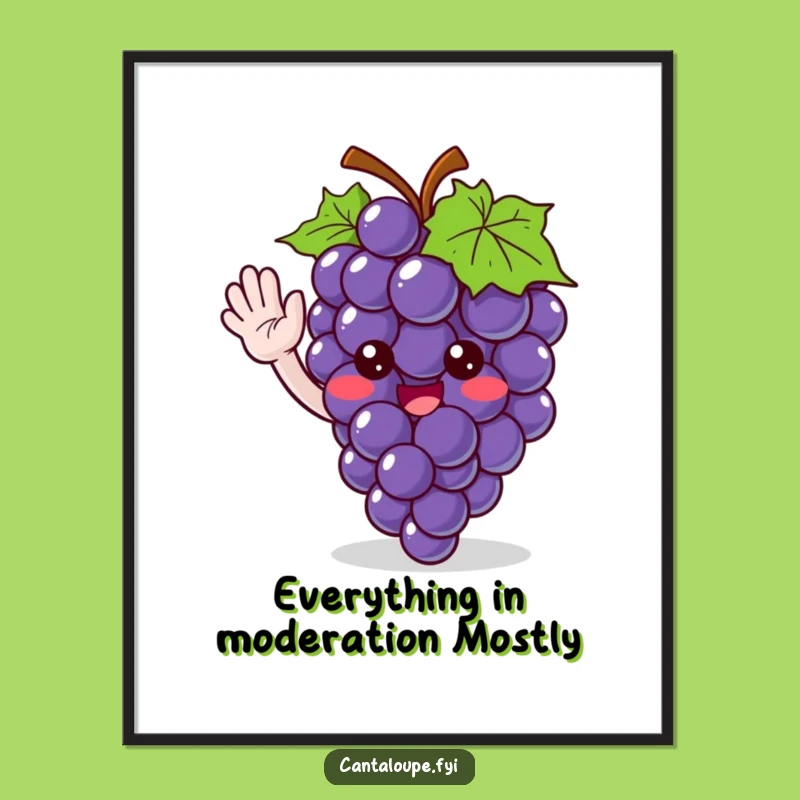 Funny Free Printable Wall Art: Grape Bunch Character, Whimsical Downloadable Art