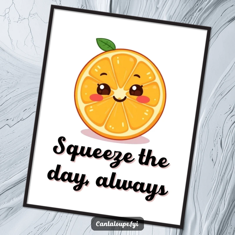 Funny Free Printable Wall Art: A happy orange slice with a wide, infectious grin, bringing a touch of sunshine and humor.