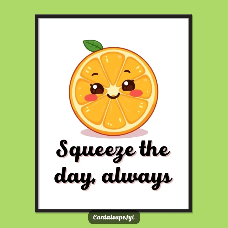 Funny Free Printable Wall Art: Grinning Orange Slice, Quirky Downloadable Decor!