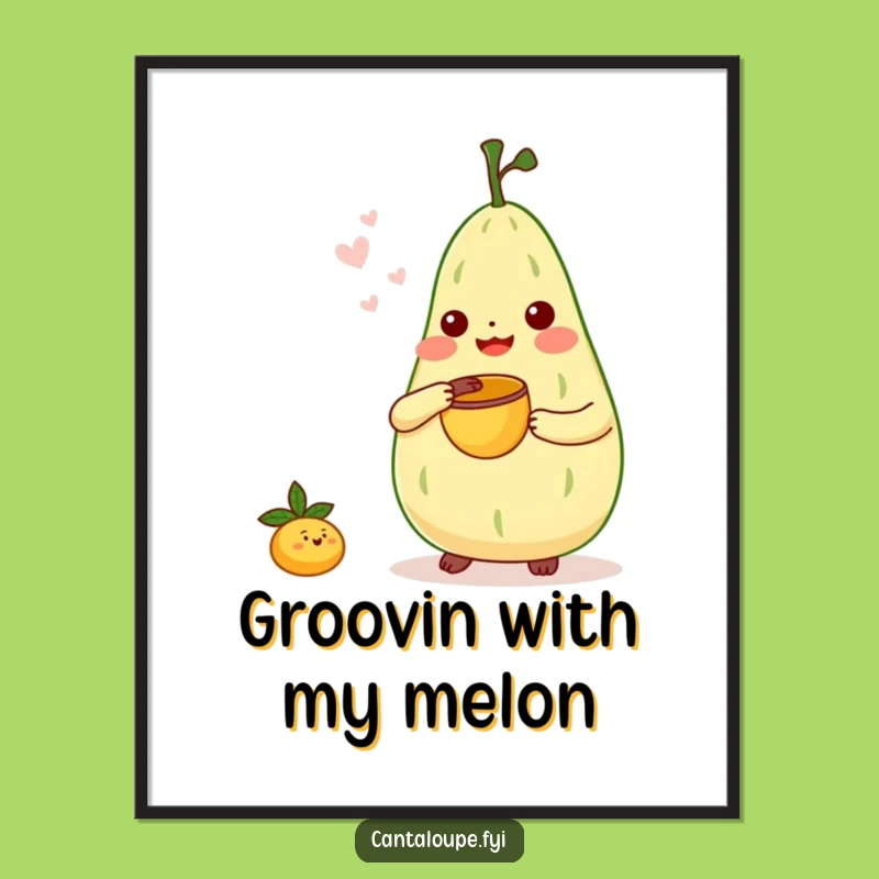 Free Printable Wall Art: Cantaloupe Bongo Player Funny Character Quirky Downloadable Decor