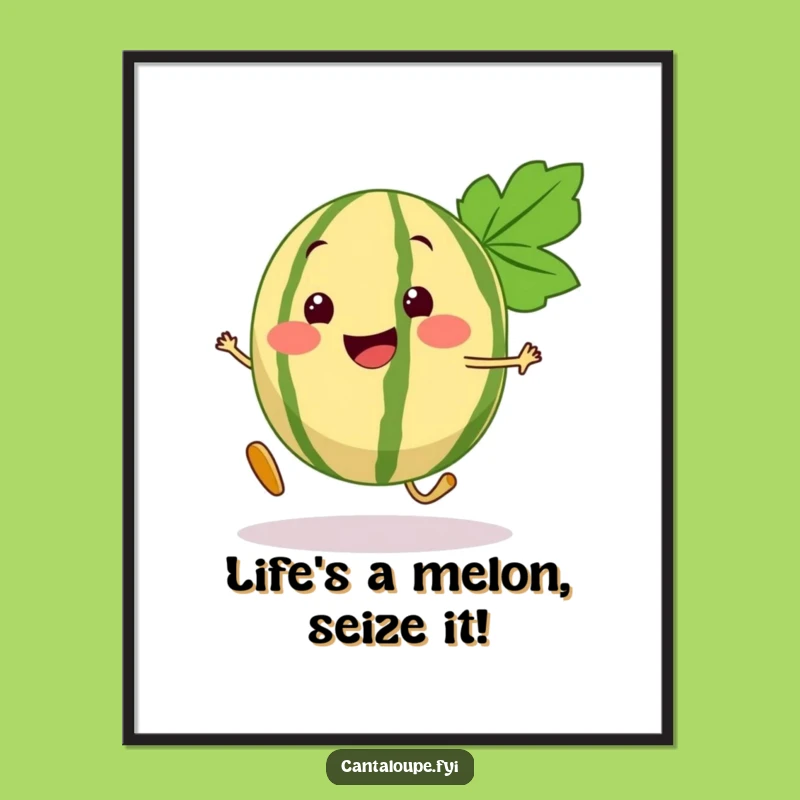 Free Printable Wall Art: Funny Cantaloupe Segment Bouncy Step Humorous Downloadable Art