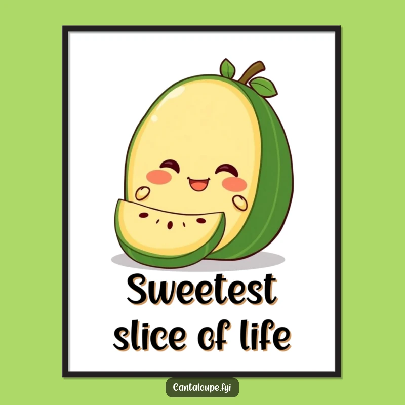 Free Printable Wall Art: Gleeful Cantaloupe Slice Funny Decor Downloadable