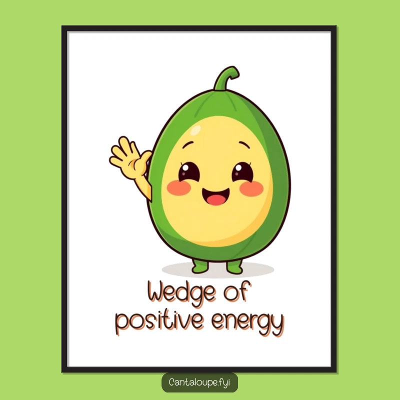 Funny Free Printable Wall Art: Waving Cantaloupe, Cheerful Downloadable Decor for a Happy Vibe