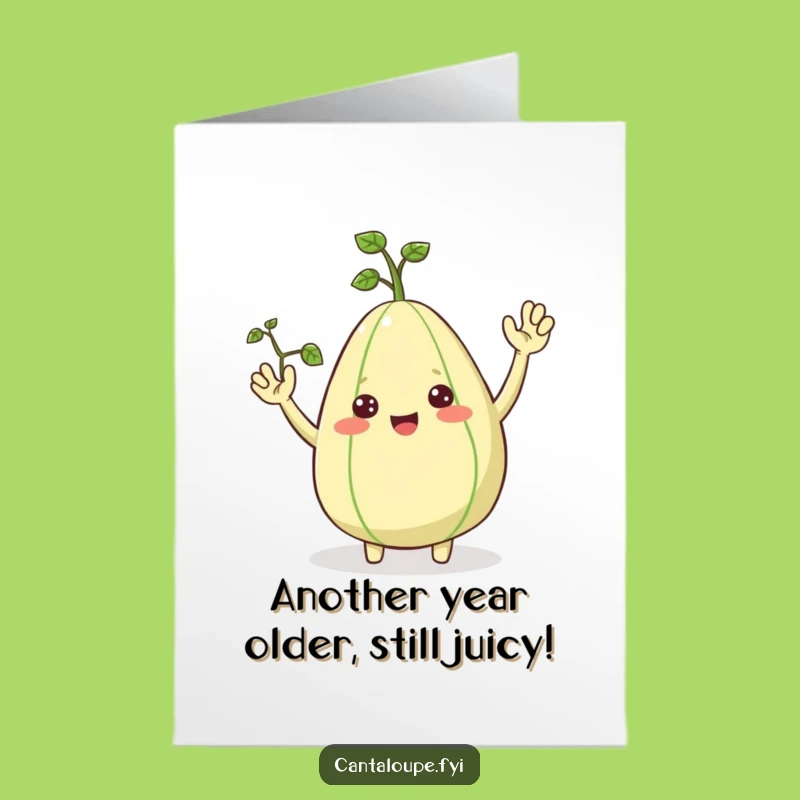 Free Printable Cheerful Cantaloupe Birthday Card: Funny Downloadable Gift for a Sunny Celebration!