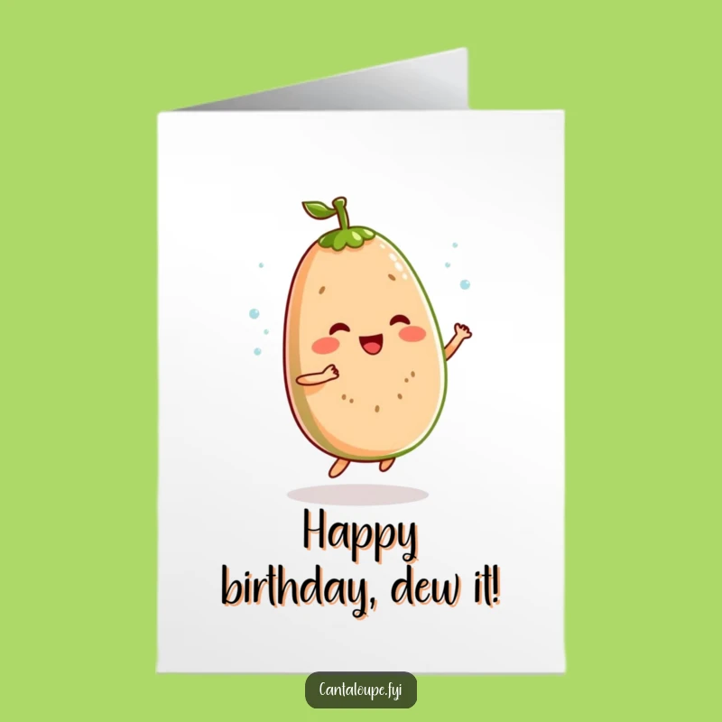 Free Printable Birthday Card: Bouncy Cantaloupe, Joyful Downloadable Greeting for a Fun Celebration