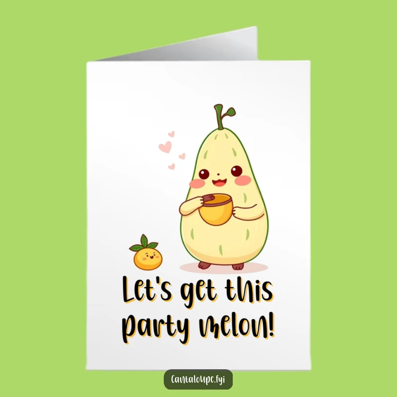 Free Printable Birthday Card: Funny Cantaloupe Bongo Player Digital Download Gift