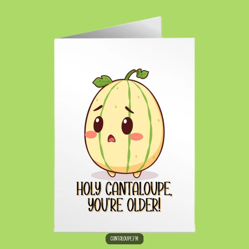 Free Printable Birthday Card: Surprised Cantaloupe, Funny Downloadable Greeting for a Shocking Celebration