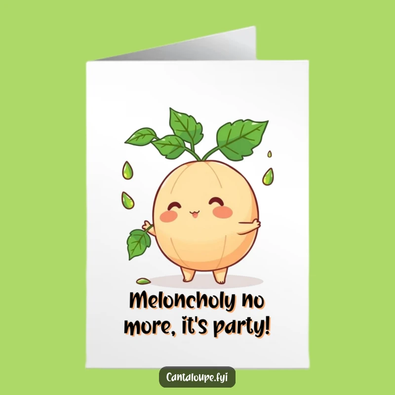 Free Printable Funny Birthday Card: Juggling Melon Character - Hilarious Downloadable Gift!