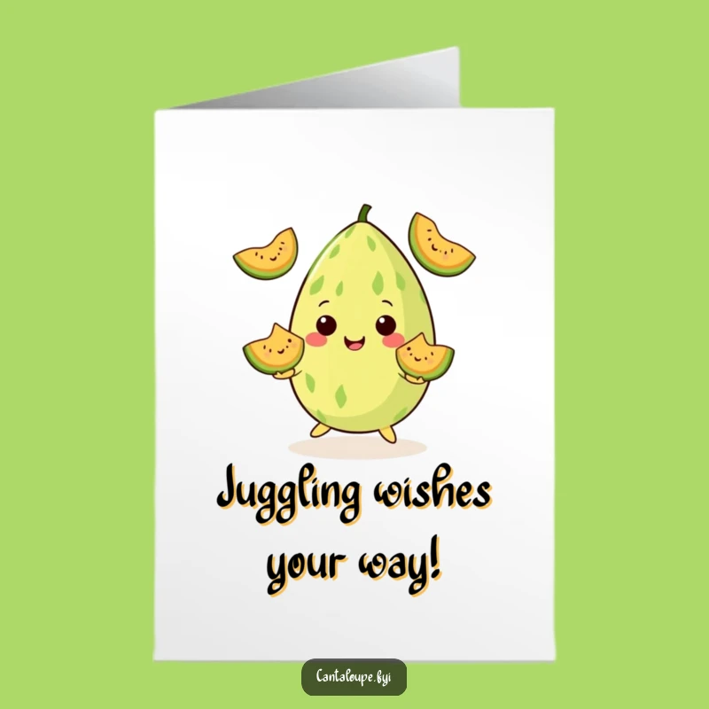 Free Printable Juggling Cantaloupe Birthday Card: Funny Downloadable Gift for a Skillful Celebration!