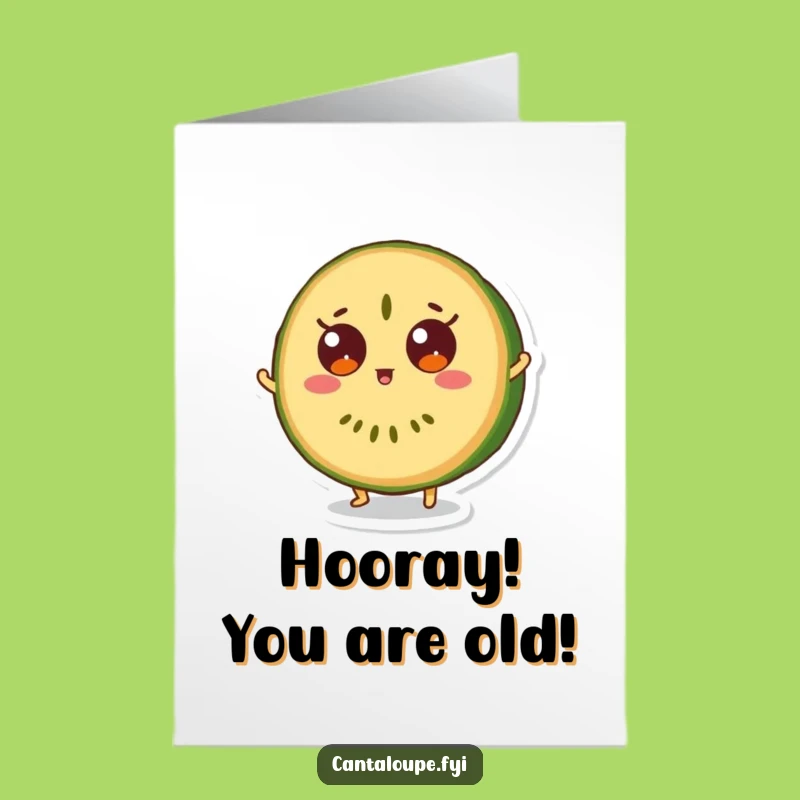 Free Printable Birthday Card: Surprised Melon Bounce, Funny Character, DIY Downloadable Gift