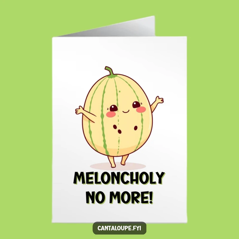 Free Printable Funny Birthday Card: Joyful Cantaloupe Cartwheel