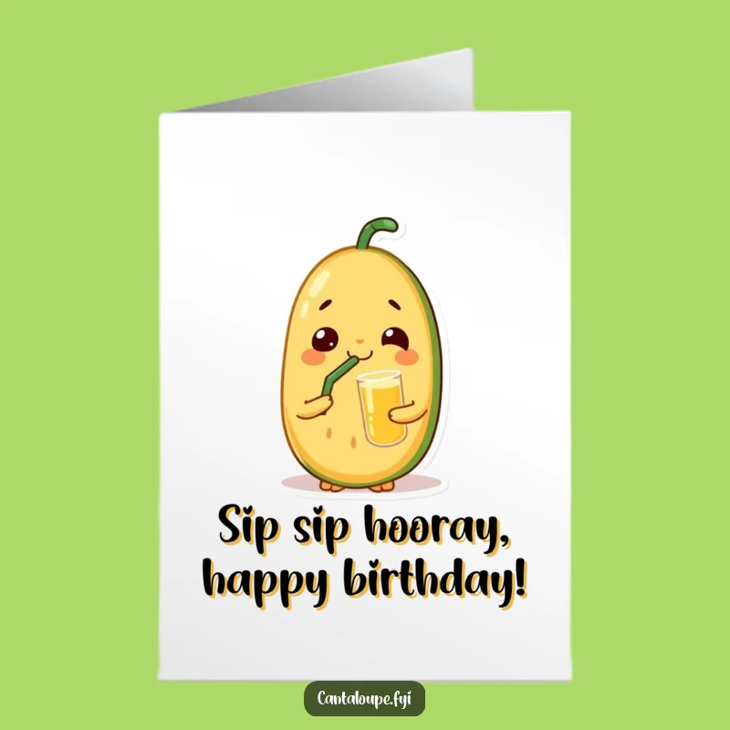 Free Printable Birthday Card: Relaxed Melon, Funny Sip Gif, Hilarious Download