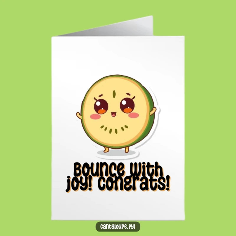 Free Printable Congrats Card: Melon Bounce Surprise, Funny Character, DIY Downloadable