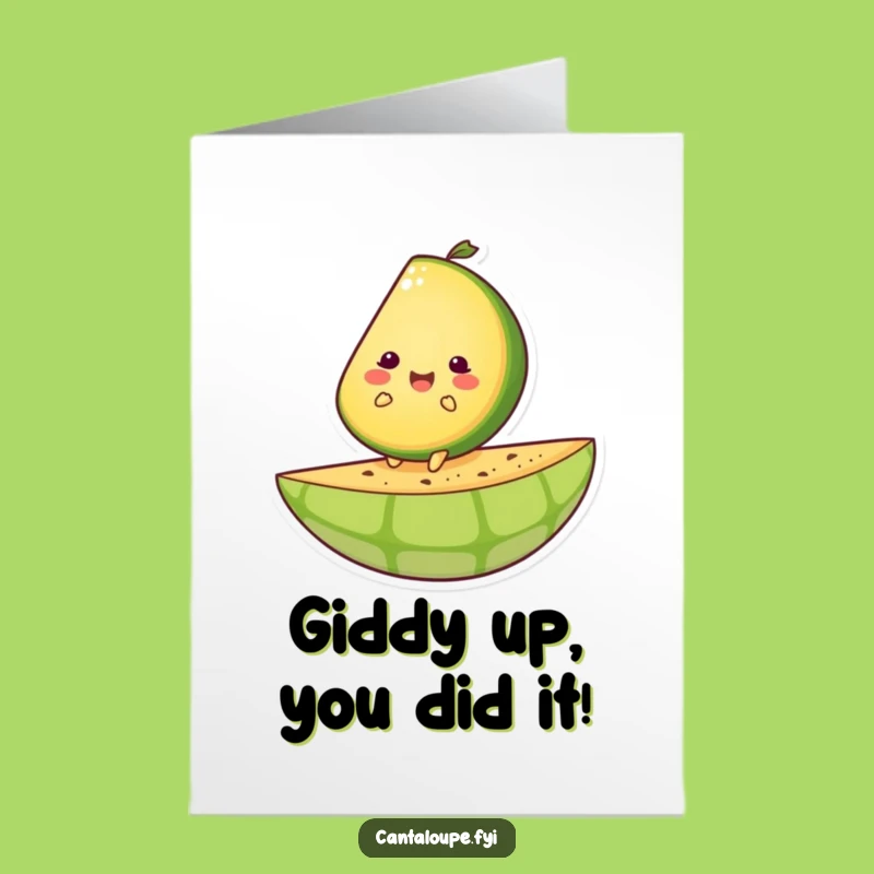 Free Printable Congrats Card: Melon Ride Victory, Happy Character, DIY Downloadable