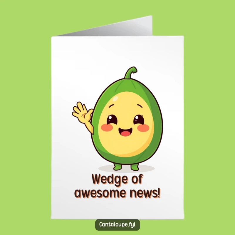 Free Printable Congrats Card: Waving Cantaloupe, Cheerful Downloadable Greeting for Success