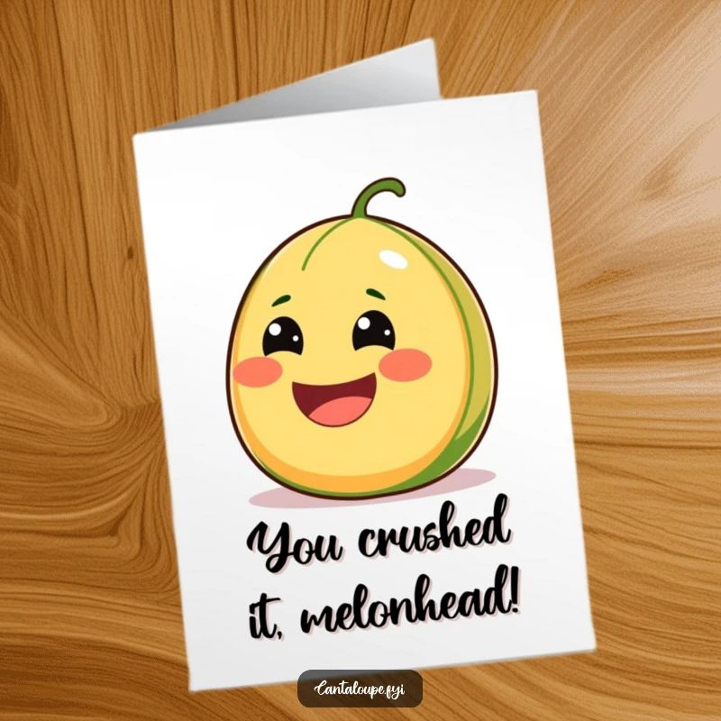 Funny Free Printable Congratulations Card: Juicy Cantaloupe Grinning Wide, Celebrating Success