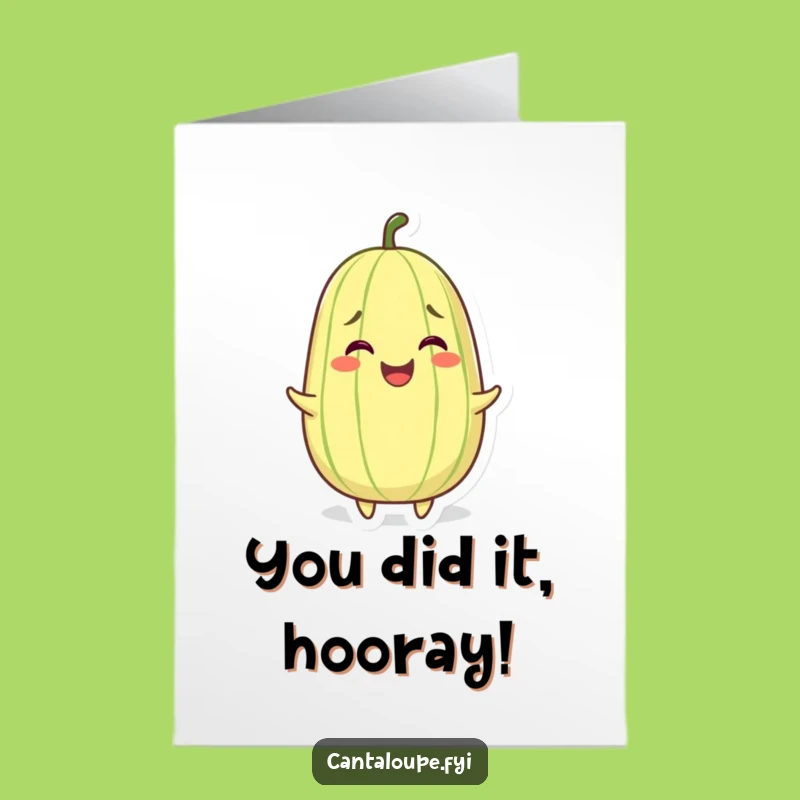 Free Printable Congrats Card: Funny Wiggling Melon, Joyful Cantaloupe, Downloadable