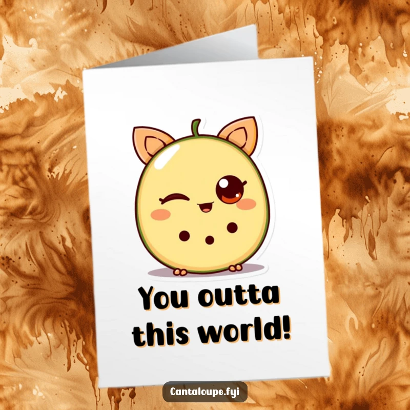 Free Printable Congratulations Card: A charming cantaloupe slice winking playfully, ideal for celebrating successes.