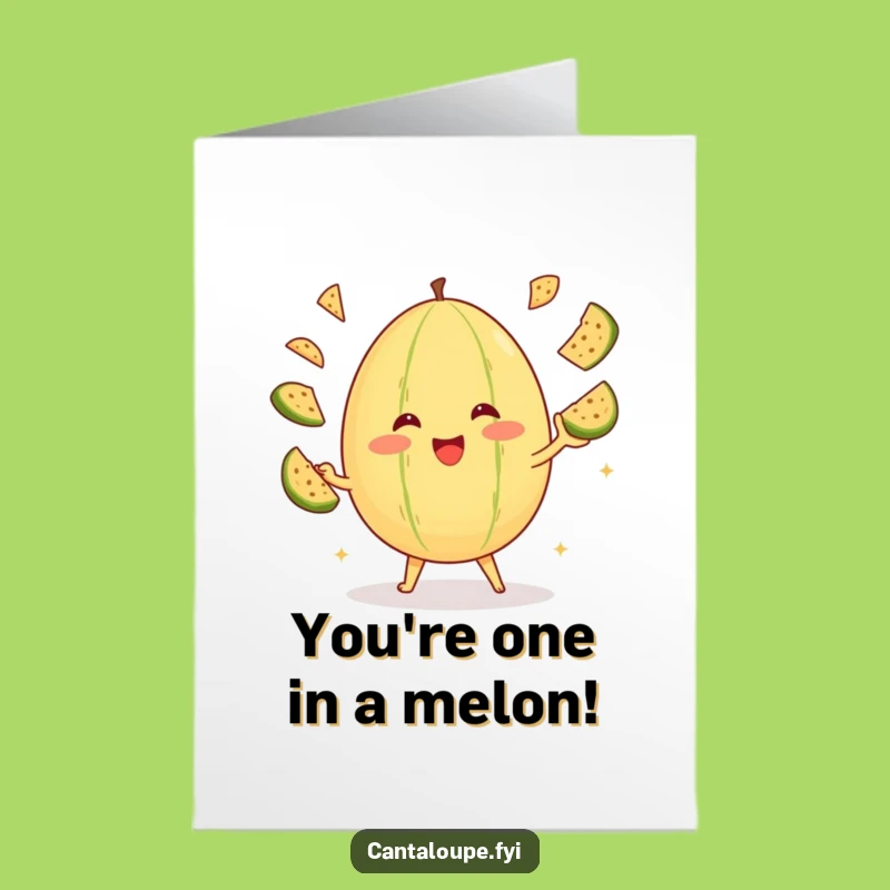 Free Printable Congrats Card: Juggling Cantaloupe, Humorous Downloadable Greeting for Achievements