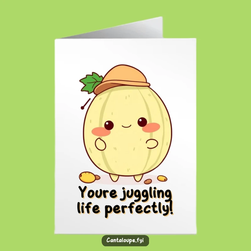 Free Printable Congrats Card: Cantaloupe Juggler Hat Success Downloadable