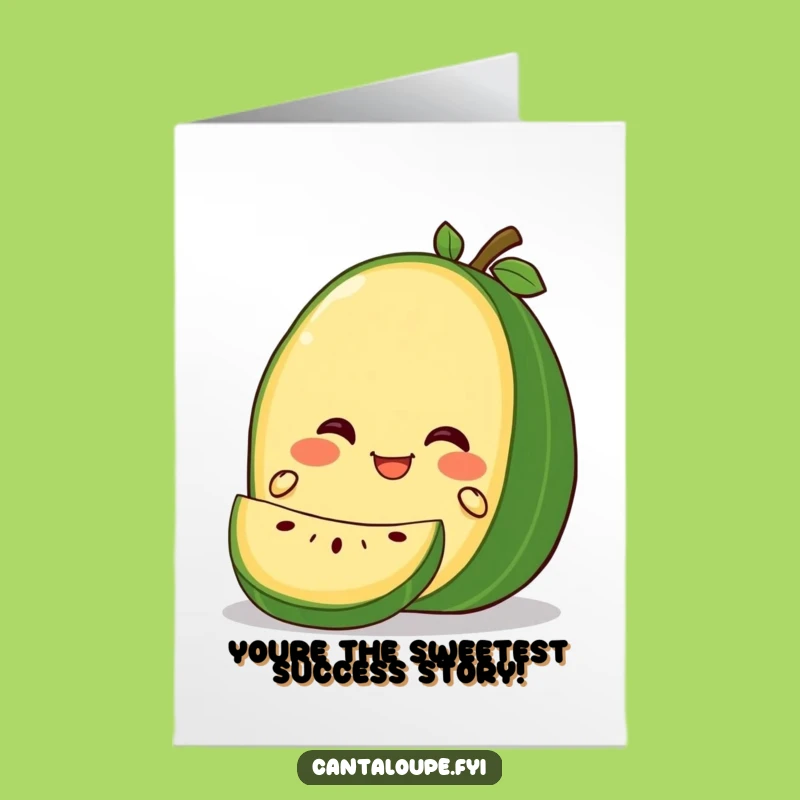 Free Printable Congrats Card: Gleeful Cantaloupe Slice Celebrate Downloadable