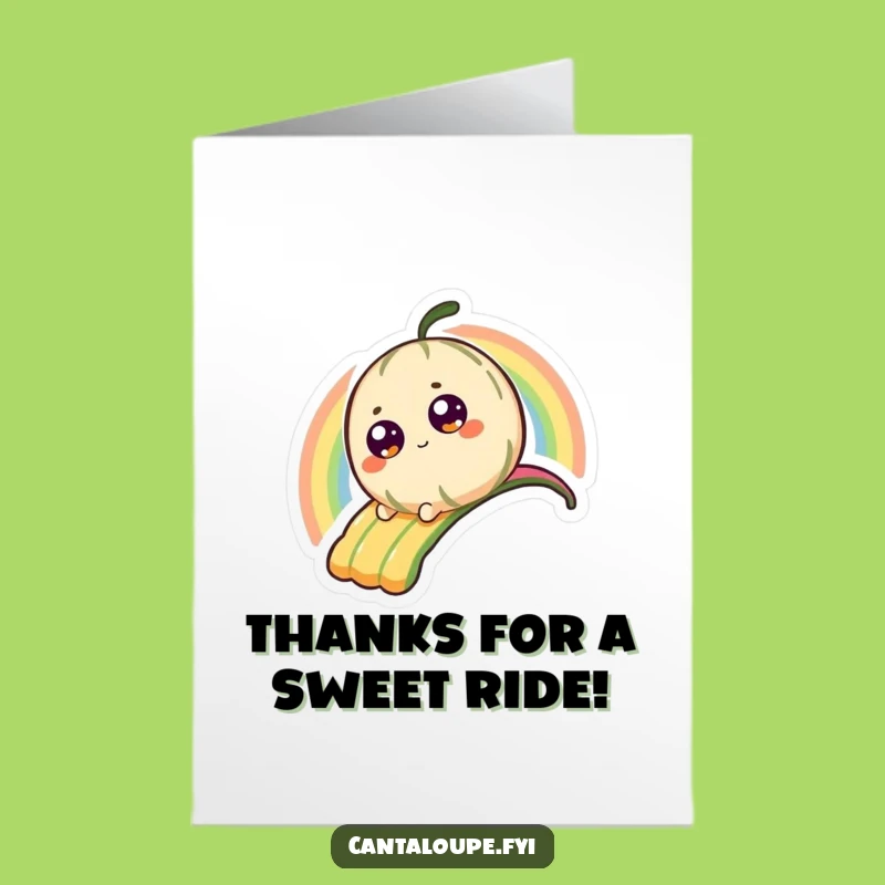 Free Printable Funny Thank You Card Cantaloupe Rainbow Slide - Downloadable