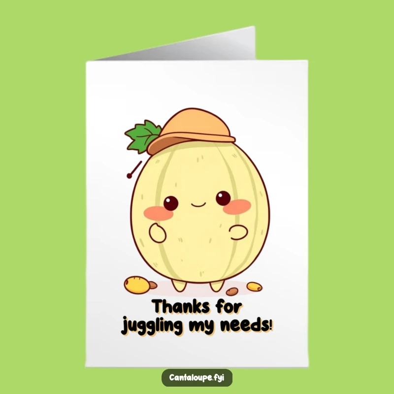 Free Printable Thank You Card: Cantaloupe Juggler Hat Gratitude Downloadable