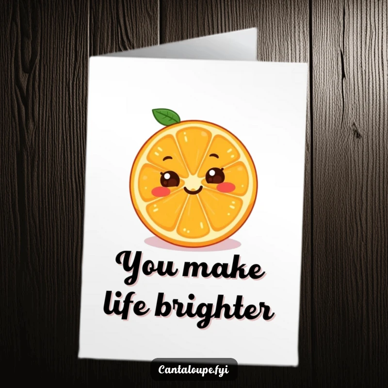Funny Free Printable Thank You Card: A smiling orange slice with a bright grin, conveying thanks in a fun, fruity way.