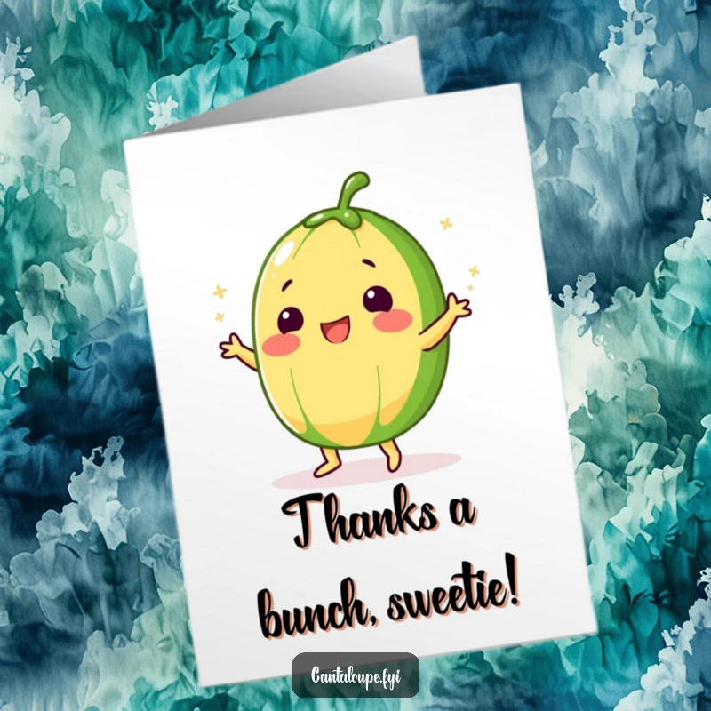 Funny Free Printable Thank You Card: Cantaloupe Dancing Merrily with Sugar Sprinkles