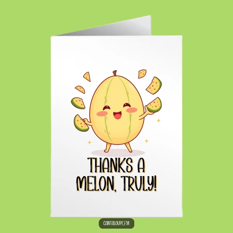 Free Printable Thank You Card: Juggling Cantaloupe, Appreciative Downloadable Greeting, Print at Home
