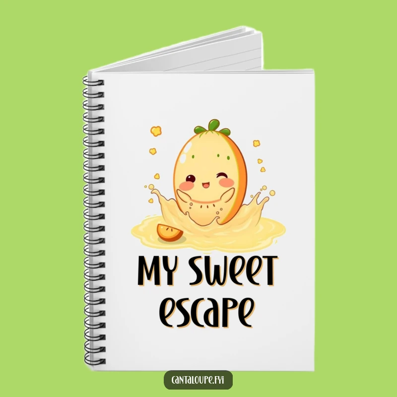 Funny Juicy Splash Notebook - Cantaloupe Character Summer Journal Gift