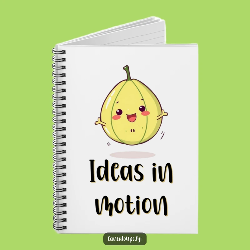 Funny Cantaloupe Spin Notebook: Cheerful Melon Slice Character for Jotting Notes, Gift