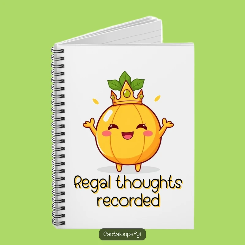 Funny Royal Cantaloupe Notebook, Crowned Joyful Fruit Journal, Perfect Funny Gift