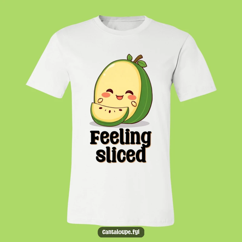 Funny Gleeful Cantaloupe Slice T-Shirt: Happy Melon Character, Quirky Shirt Gift