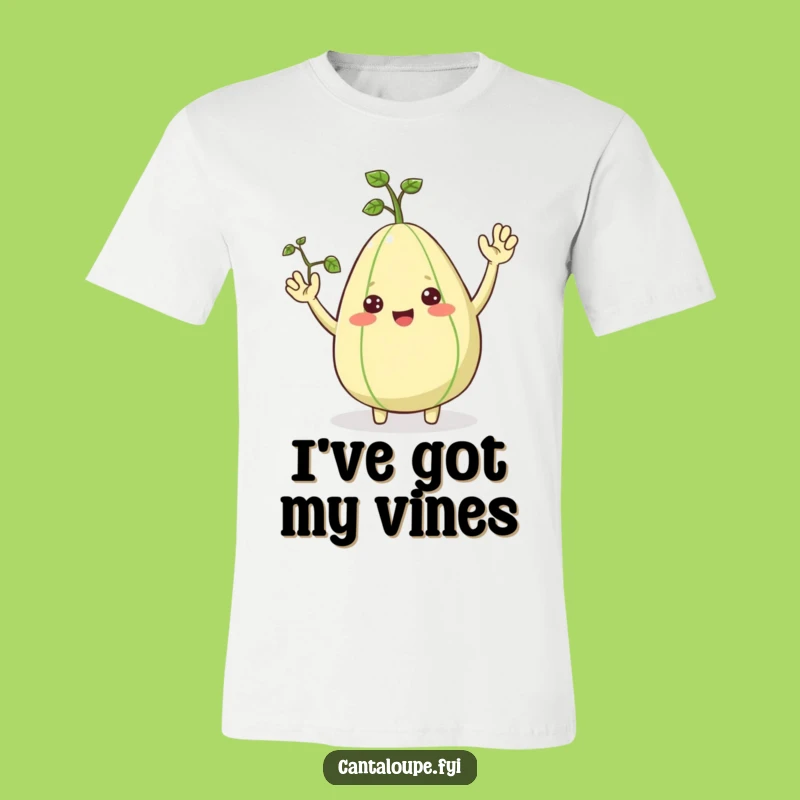 Funny Cantaloupe T-Shirt, Cheerful Waving Fruit Character Tee, Awesome Funny Gift