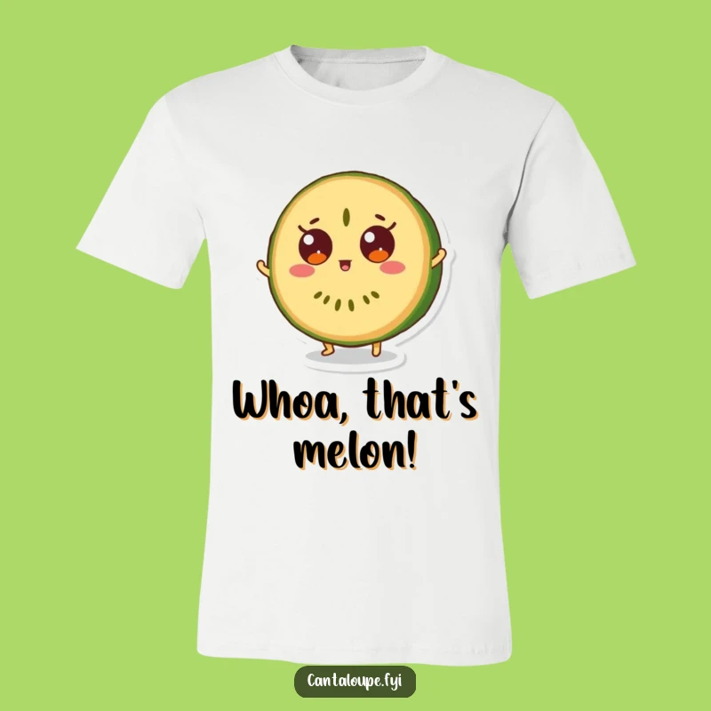 Funny Bounce Tee: Surprised Cantaloupe Character, Wide-Eyed Fruit Fun T-Shirt