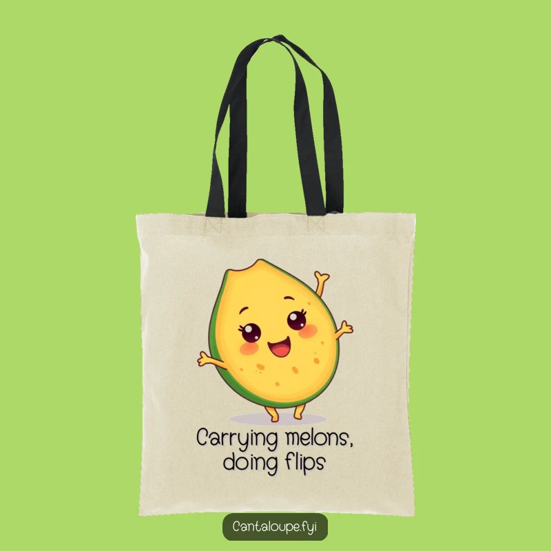 Funny Cantaloupe Somersault Tote Bag: Carry Your Goods with This Hilarious Fruit Pal